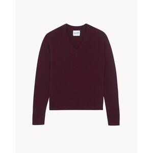 NEW KUJTEN women's jemina v-neck cashmere sweater in bordeaux
